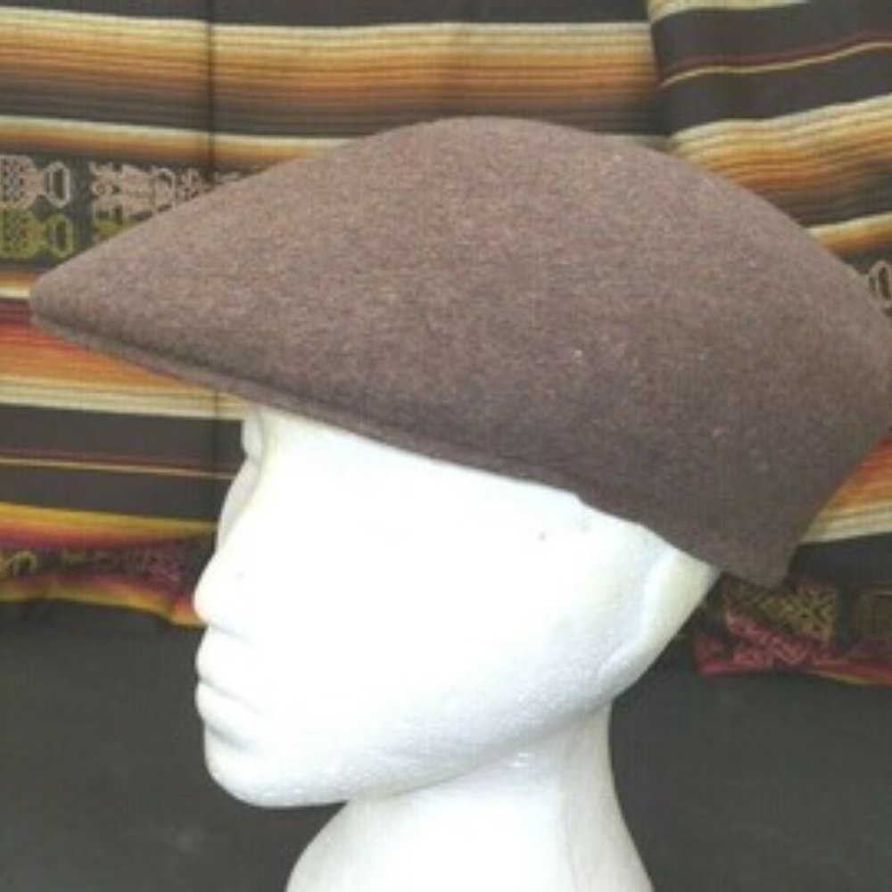 Brooks Snap Newsboy Hat Cap Men's 7 1/8 Brown 100% Wool Made in England
